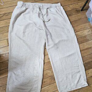 Lane Bryant Neutral Linen Pants with Drawstring Wide Leg Women's Size 26/28 NWT